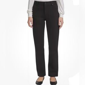 DKNY Women's High Waist Dress Pants Straight Leg Ponte Pant Business, Gray, XL